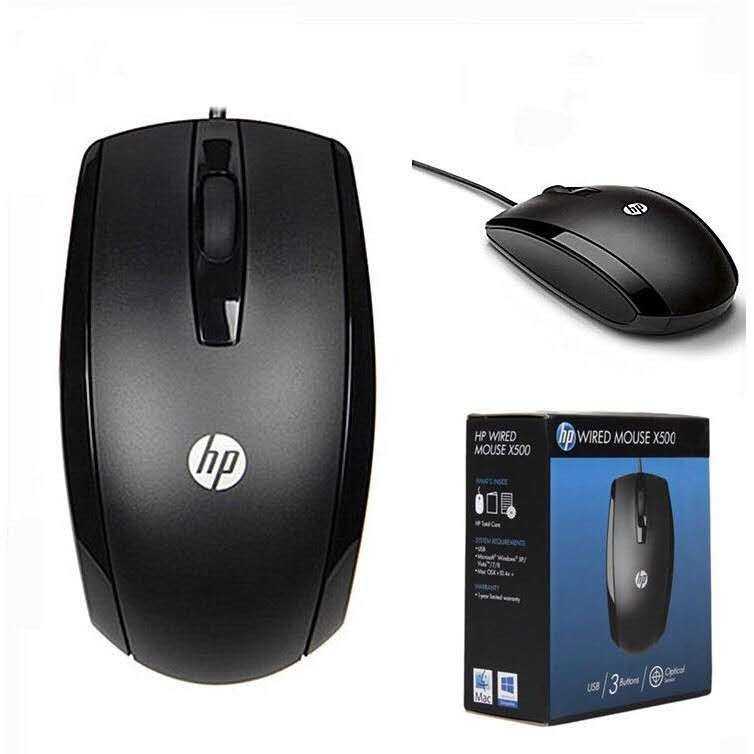 Hp x500 wired mouse e5e76aa black usb
