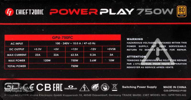 Обзор и тестирование блока питания chieftronic powerplay gold gpu-750fc