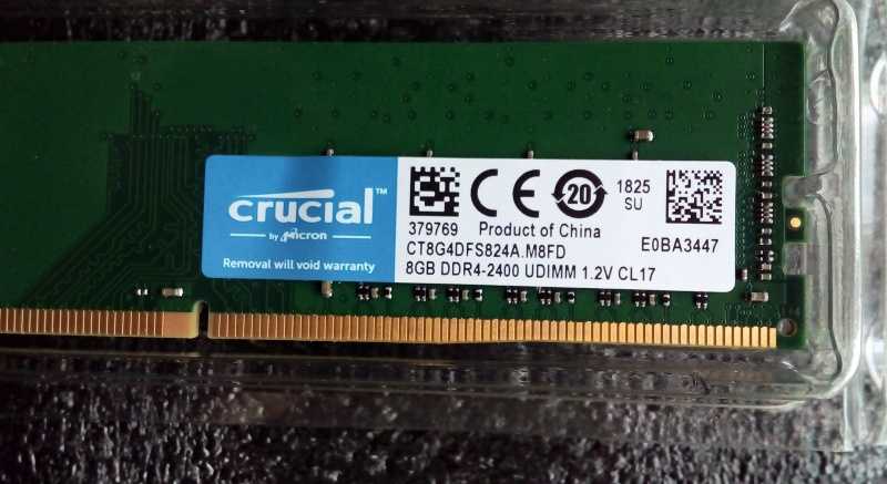 Модуль памяти crucial ddr4 dimm 8 гб pc4-19200 1 шт. (ct8g4dfs824a) — купить в городе курск